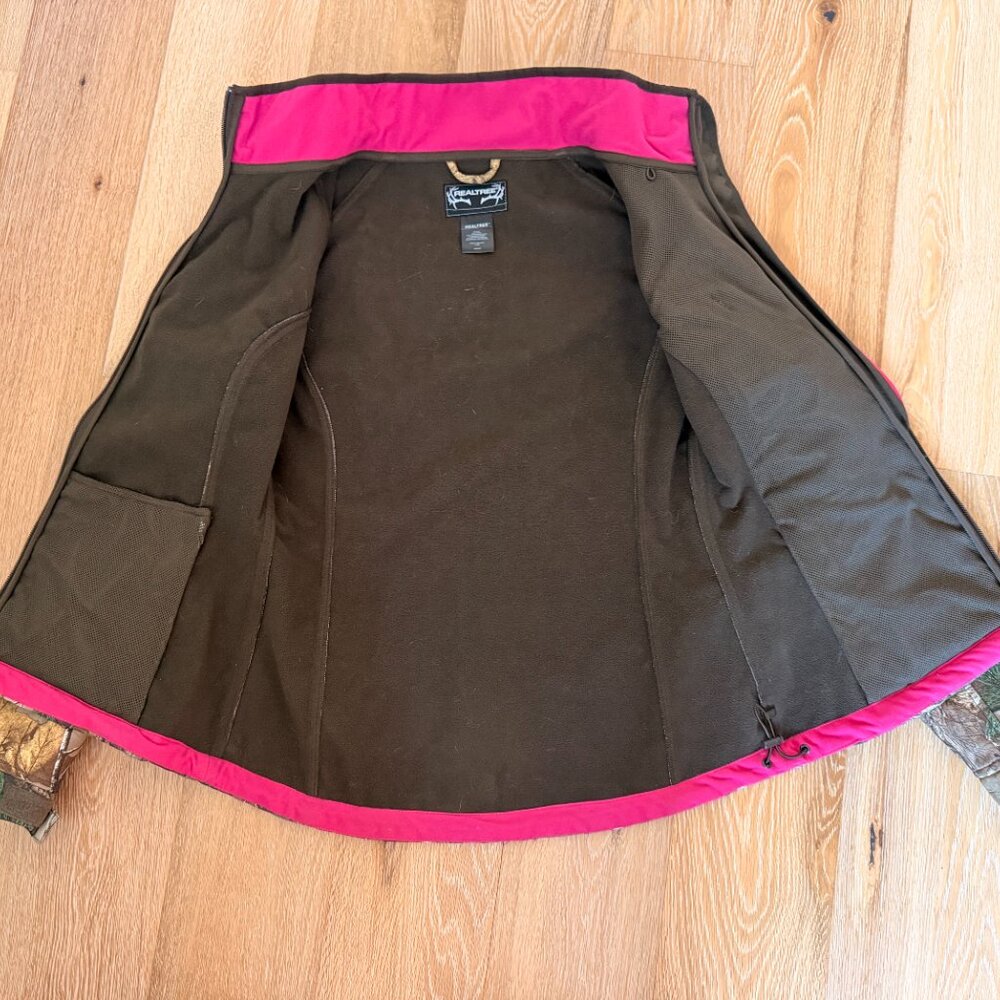 Realtree Women's Softshell Jacket M 8-10 Xtra Camo Hot Pink Fleece Lined - Picture 4 of 5